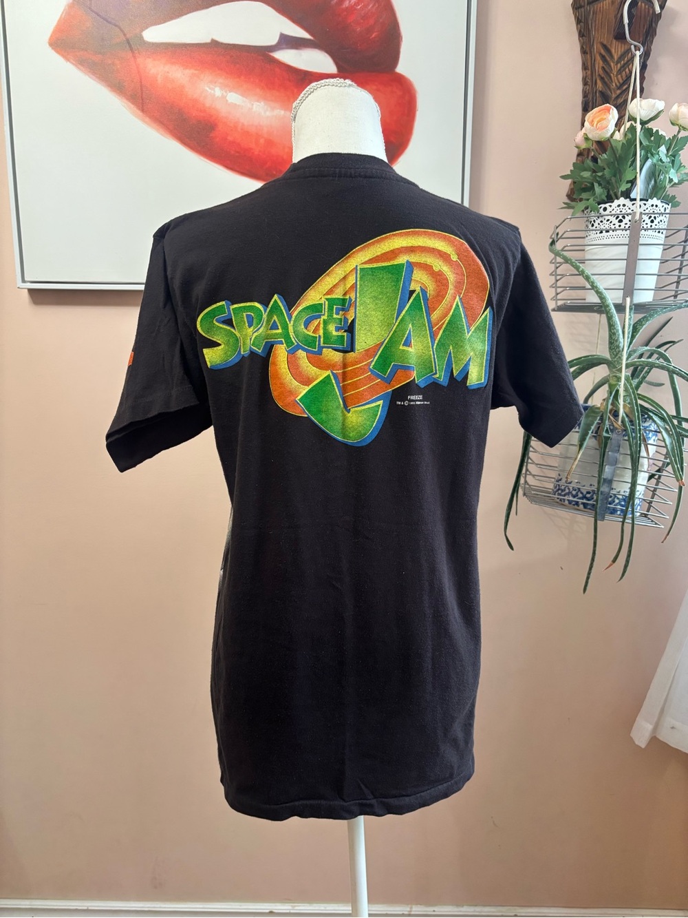 Warner Bros. 1996 Black & Orange Space Jam Graphic Tee with Taz & Bugs - Picture 5 of 16